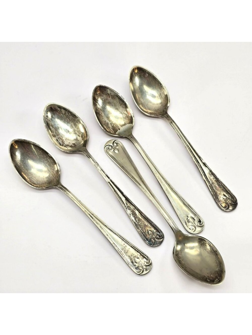 Antique Silver-Plated Teaspoons With Decorative Handles VL5063